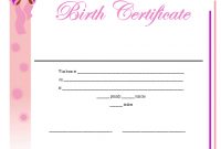 Birth Certificate Printable Certificate | Birth Certificate regarding Baby Doll Birth Certificate Template