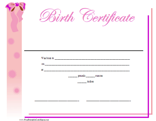 Birth Certificate Printable Certificate | Birth Certificate regarding Baby Doll Birth Certificate Template