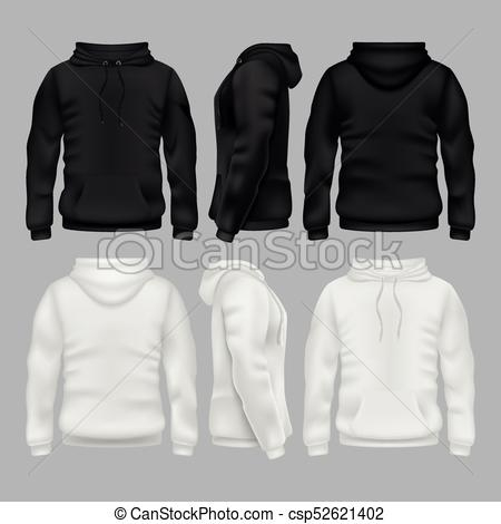 Black And White Blank Sweatshirt Hoodie Vector Templates regarding Blank Black Hoodie Template
