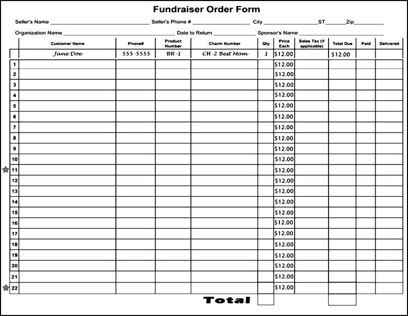 Blank Fundraiser Order Form Template | Fundraising Order for Blank Fundraiser Order Form Template