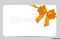 Blank Gift Card Template With Orange Bow And Ribbon. Vector regarding Present Card Template
