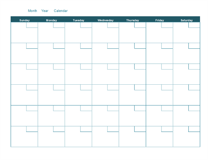 Blank Monthly Calendar intended for Blank Calender Template