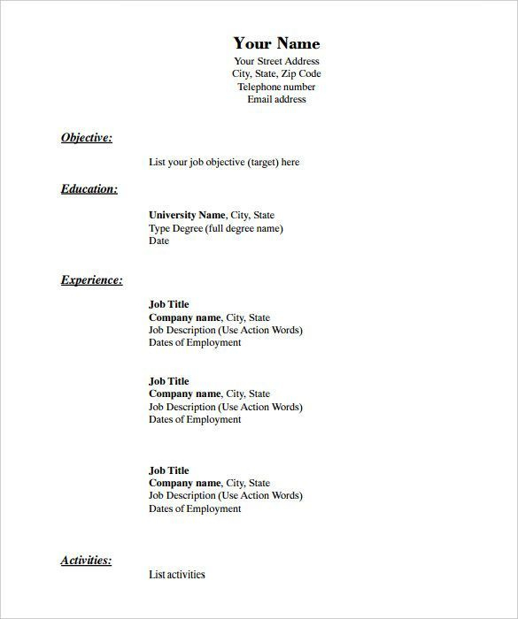 Blank Resume Templates For Microsoft Word | Downloadable regarding Blank Resume Templates For Microsoft Word