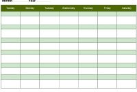 Blank Weekly Calendars Printable | Activity Shelter for Blank Activity Calendar Template