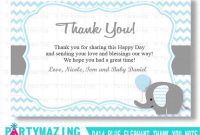 Blue Elephant Thank You Card Printable Gift Note Editable for Thank You Card Template For Baby Shower