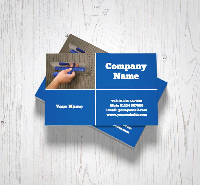 Blue Plastering Business Cards in Plastering Business Cards Templates
