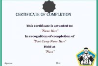 Boot Camp Completion Certificate | Certificate Templates with regard to Boot Camp Certificate Template
