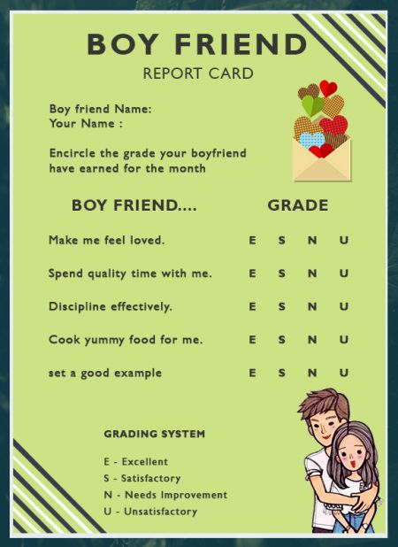 Boyfriend Report Card Template (4) - Templates Example for Boyfriend Report Card Template