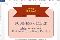 Business Closed Sign Template For Word for Business Closed Sign Template