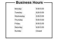 Business Hours Sign/hours Of Operation Sign – Customize And with regard to Printable Business Hours Sign Template