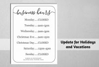 Business Hours Sign, Printable Template, Hours Of Operation with regard to Printable Business Hours Sign Template