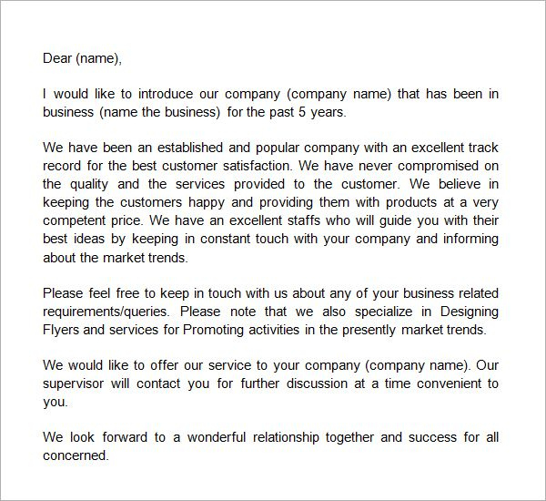 Business Introduction Letter Template … | Introduction with New Business Introduction Email Template