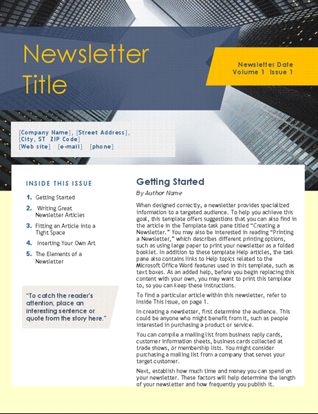 Business Newsletter (4 Pages) with Free Business Newsletter Templates For Microsoft Word