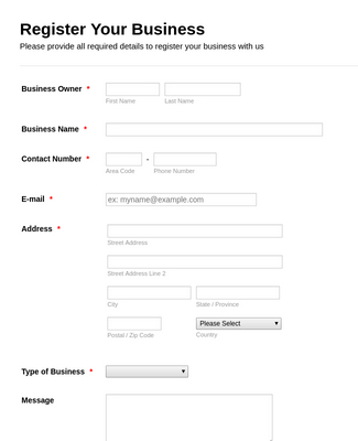 Business Registration Form Template | Jotform for Business Information Form Template