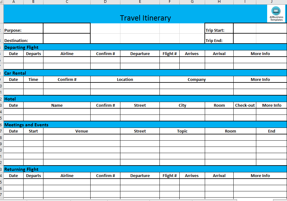Business Travel Itinerary - Download This Basic Business within Sample Business Travel Itinerary Template