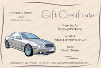 Cars Gift Certificate Template | Certificate Templates, Gift regarding Automotive Gift Certificate Template
