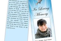Celestial Dove Bookmark Template with Memorial Cards For Funeral Template Free