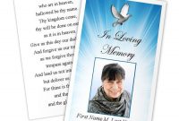Celestial Dove Memorial Prayer Card Template throughout Memorial Card Template Word