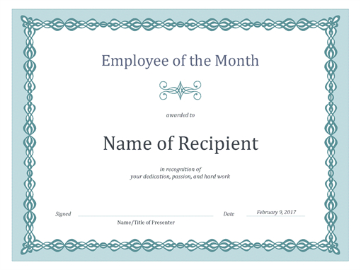 Certificate For Employee Of The Month (Blue Chain Design) with regard to Manager Of The Month Certificate Template