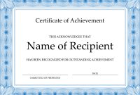 Certificate Of Achievement (Blue) intended for Certificate Of Achievement Template Word