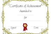 Certificate Of Achievement Printable 001 | Certificate Of for Certificate Of Accomplishment Template Free