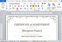 Certificate Of Achievement Template For Word 2013 throughout Word Template Certificate Of Achievement