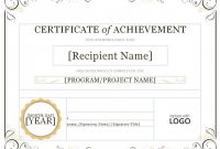 Certificate Of Achievement Template Word ~ Addictionary with Certificate Of Achievement Template Word