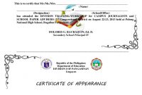 Certificate Of Appearance Template (6 in Certificate Of Appearance Template