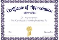 Certificate Of Appreciation Template, Certificate Of throughout Thanks Certificate Template