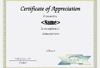 Certificate Of Appreciation Template for Certificate Of Appreciation Template Free Printable