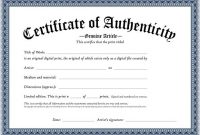 Certificate Of Authenticity Of An Original Digital Print for Certificate Of Authenticity Template