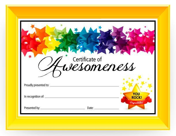 Certificate Of Awesomeness | Free Certificate Templates inside Free Printable Certificate Templates For Kids
