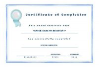 Certificate Of Completion 001 pertaining to Certificate Of Completion Word Template