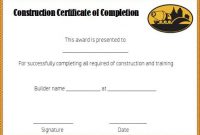 Certificate Of Completion: 22 Templates In Word Format within Construction Certificate Of Completion Template