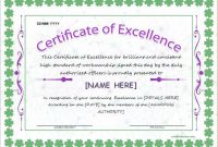 Certificate Of Excellence Template For Ms Word Download At with Certificate Of Excellence Template Word