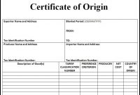 Certificate Of Origin Form Template (3 for Certificate Of Origin Template Word