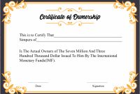 Certificate Of Ownership Template (1 intended for Certificate Of Ownership Template
