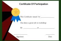 Certificate Of Participation In National Consultation inside Certificate Of Participation In Workshop Template