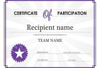 Certificate Of Participation inside Certificate Of Participation Word Template
