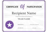Certificate Of Participation within Certificate Of Participation Template Word