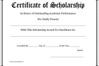 Certificate Of Scholarship | Awards Certificates Template for Scholarship Certificate Template