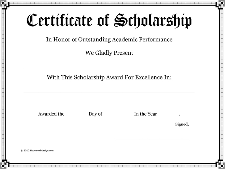 Certificate Of Scholarship | Awards Certificates Template for Scholarship Certificate Template