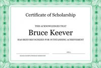 Certificate Of Scholarship (Formal Green Border) within Scholarship Certificate Template