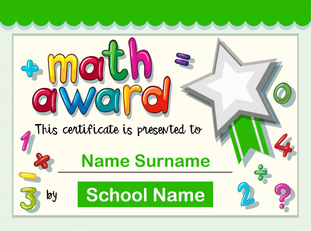 Certificate Template For Math Award | Free Vector regarding Math Certificate Template