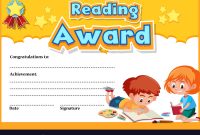 Certificate Template For Reading Award With Kids in Certificate Of Achievement Template For Kids