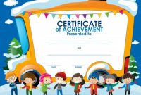 Certificate Template With Children In Winter | Free Vector throughout Free Kids Certificate Templates