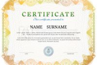 Certificate Template With Guilloche Elements. Yellow Diploma with regard to Validation Certificate Template