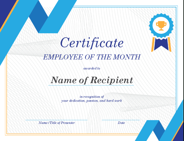 Certificates - Office within Free Printable Student Of The Month Certificate Templates