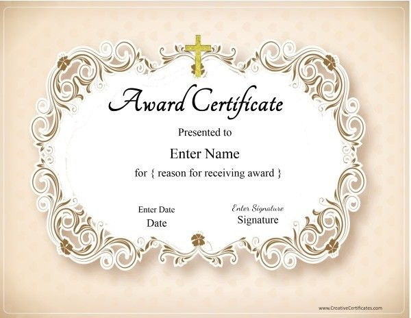 Christian Certificate Template - Customizable | Certificate inside Christian Certificate Template