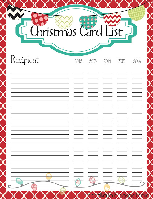 Christmas Card List Template | Decorating Ideas with regard to Christmas Card List Template